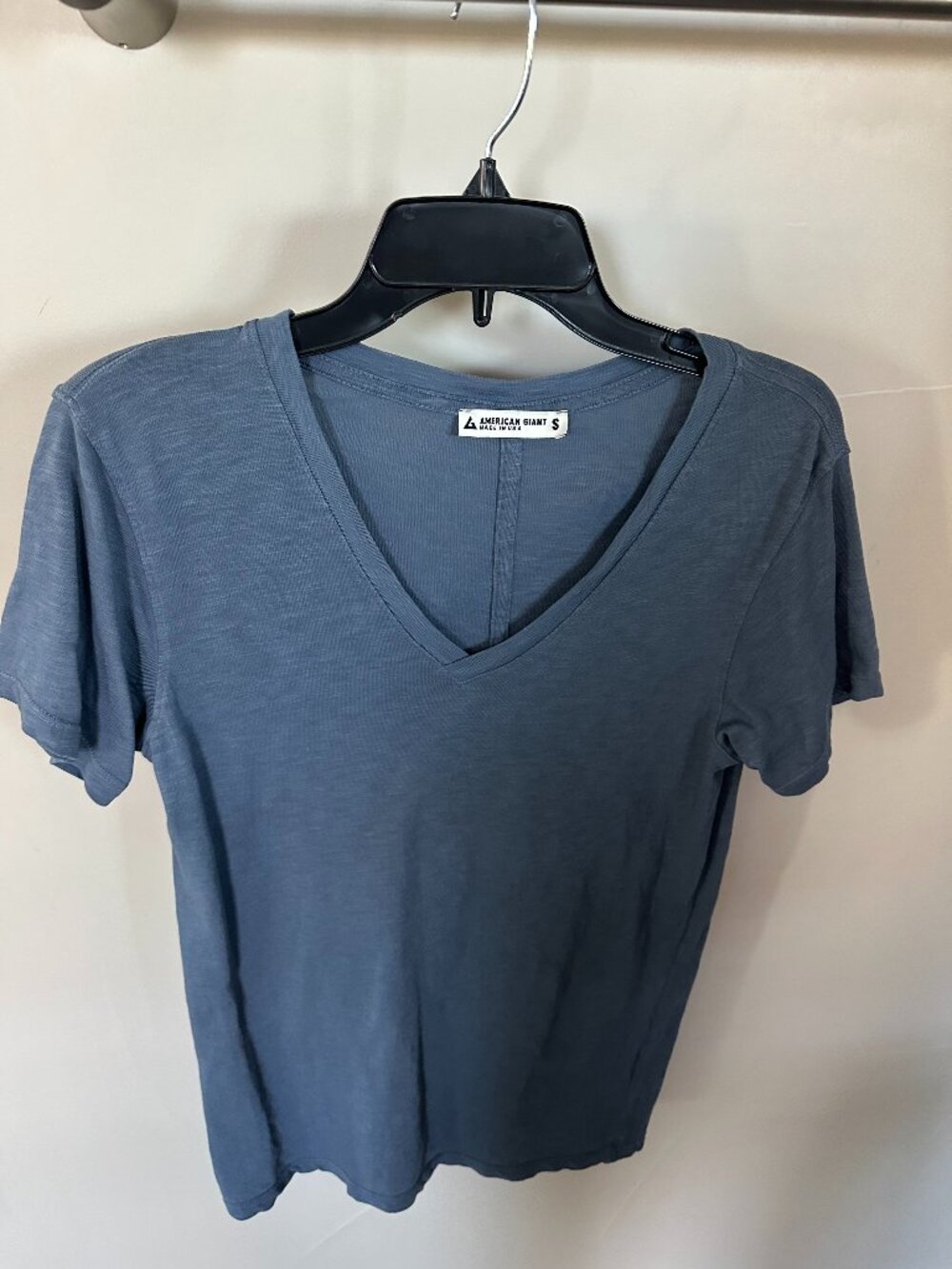 American Giant Premium Slub V-Neck Tee - Dusk Blue Small